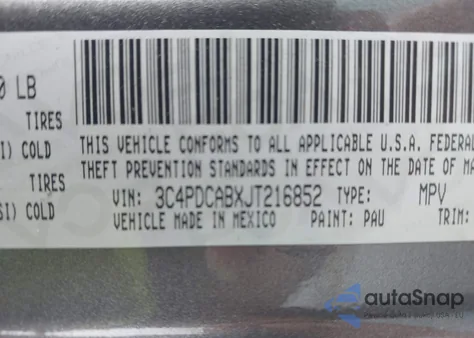 2018 Dodge Journey Se from USA, damaged, VIN 3C4PDCABXJT216852